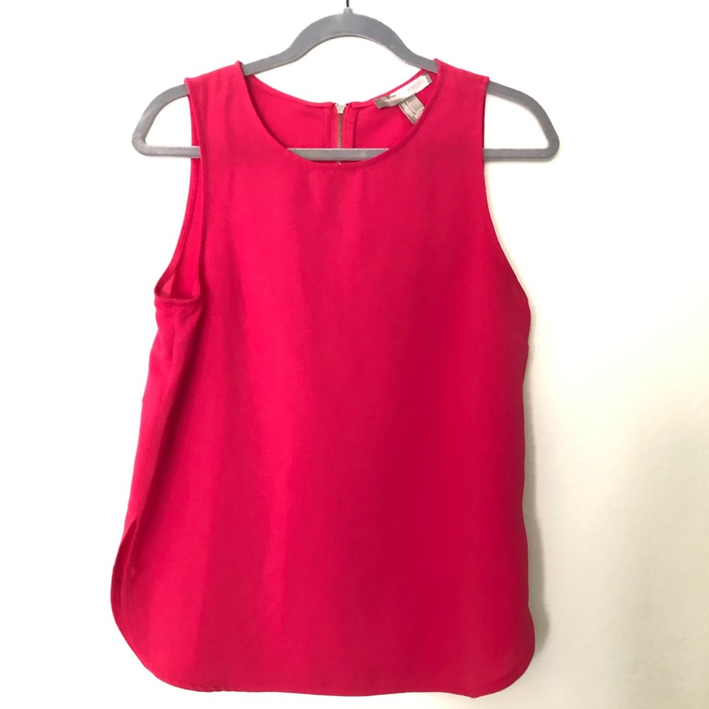Hot pink sleeveless blouse